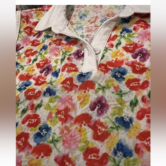 louis castel shirt blouse top sleeveless collar colorful Size 95 S Golf NWOT - Picture 3 of 6